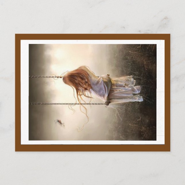 carte photo balançoire bohême jeune fille rousse postcard (Front)