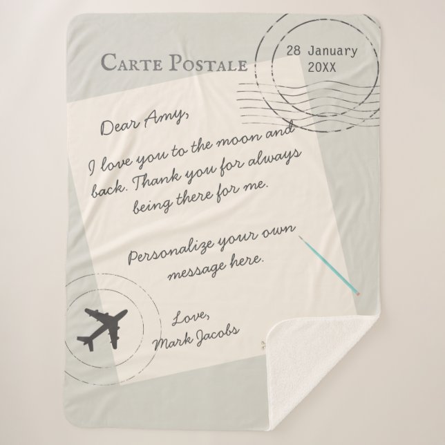 Carte Postale custom message personal love note Sherpa Blanket (Front)