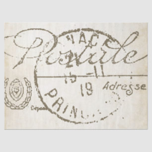 Carte Postale Decoupage French Vintage Postmark Tissue Paper