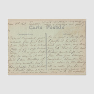 Carte Postale English Script Vintage Green Tissue Paper