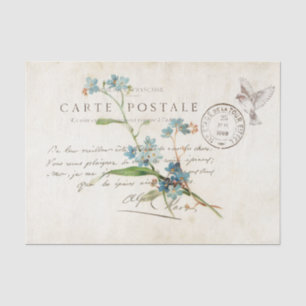 Carte Postale Forget Me Not French Script Bird Tis Tissue Paper