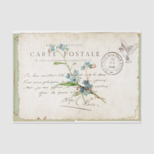 Carte Postale Forget Me Not French Script Bird Tissue Paper