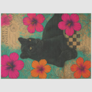 Carte Postale Panther – Tropical Gothic Decoupage  Tissue Paper