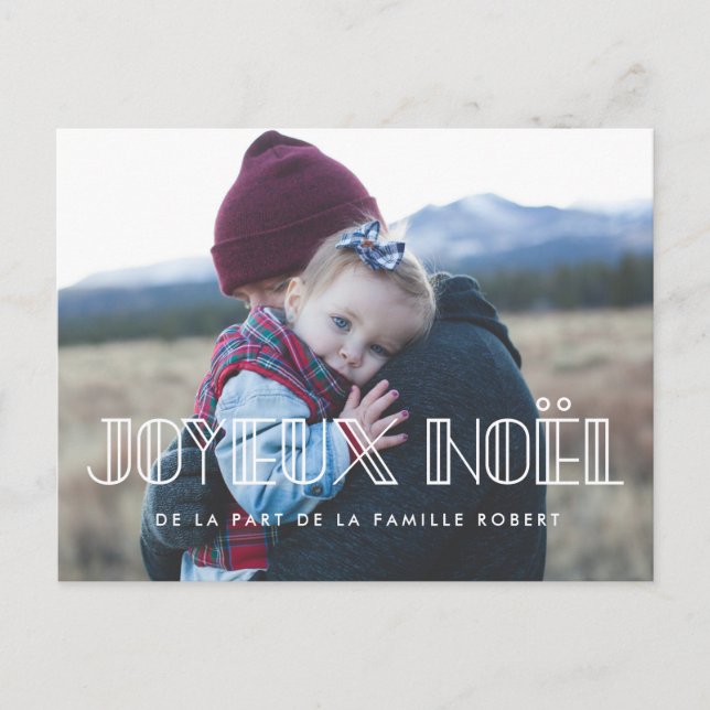 Carte postale photo Joyeux Noël typo art deco Postcard (Front)