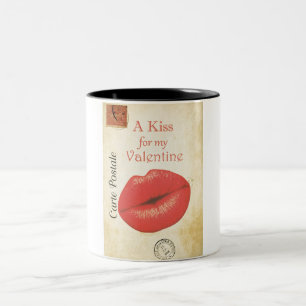 Carte Postale Valentine Kiss Two-Tone Coffee Mug