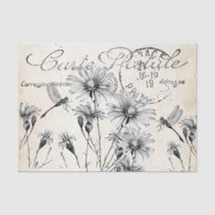 Carte Postale Wildflower Dragonfly Decoupage Craft Tissue Paper