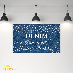 Cartel de la fiesta de cumpleaños Denim & Diamonds Banner