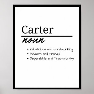 Carter, Boy Personalised Name Definition Poster