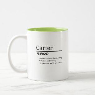 Carter, Boy Personalised Name Definition Two-Tone Coffee Mug