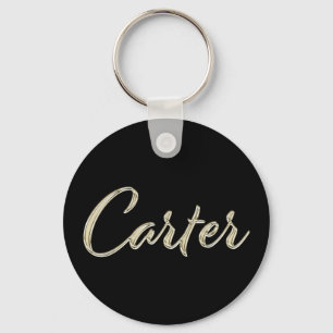 Carter Name whitegold Button Schlüsselanhänger Key Ring