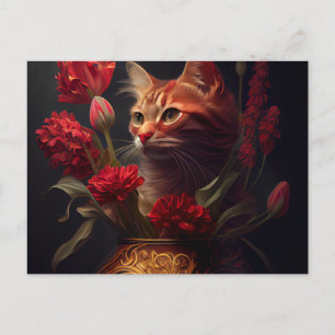 Cartes Postales Cat Fleur Postcard