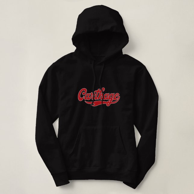 Carthage College Classic Athletic Script Throwback Hoodie (Design Front)