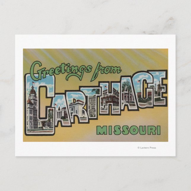 Carthage, Missouri - Large Letter Scenes Postcard (Front)