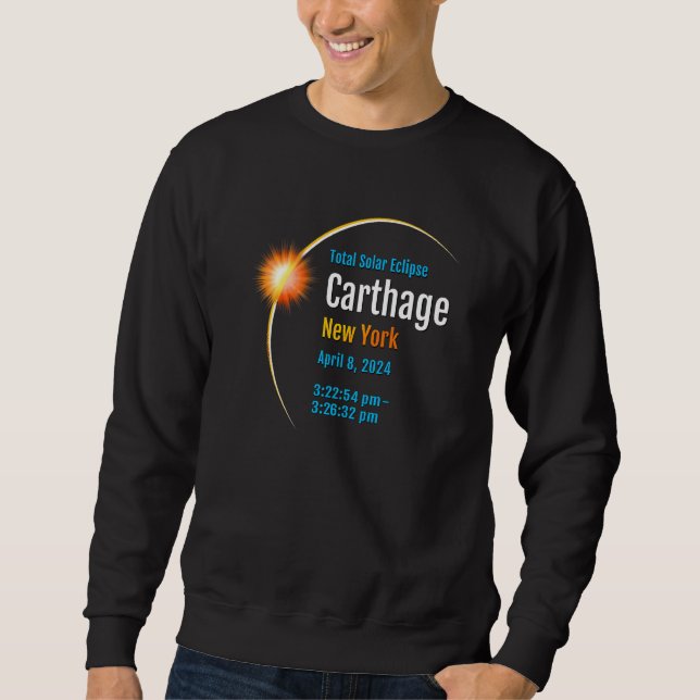 Carthage New York NY Total Solar Eclipse 2024 1 Sweatshirt (Front)