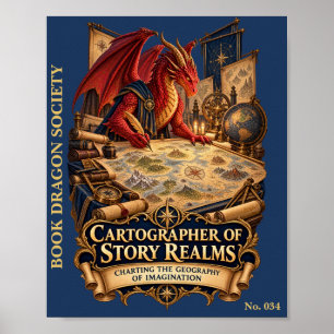 Cartographer of Story Realms Book Dragon Society Poster