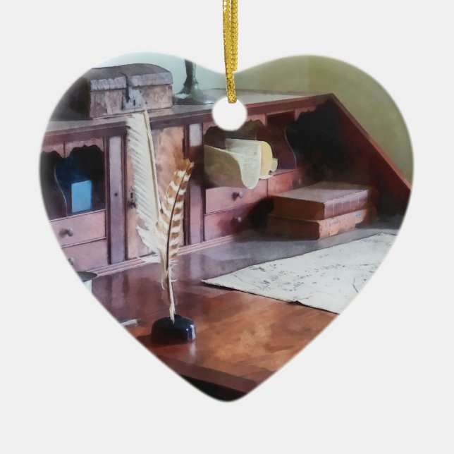 Cartographer's Desk Ceramic Tree Decoration (Front)