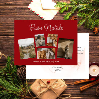 Cartolina di Natale Collage di Foto Festivo Holiday Card