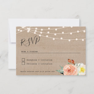 Carton réponse RSVP Champêtre Guinguette Card