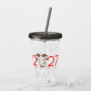 Cartoon 2027 Chinese New Year of Goat Acrylic Tumbler
