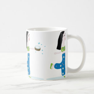 cartoon a girl holds a water bowl mug