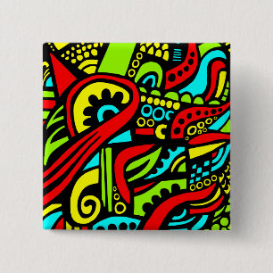 Cartoon Abstract 15 Cm Square Badge