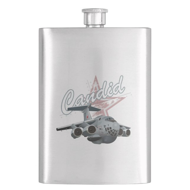 Cartoon aeroplane hip flask (Front)