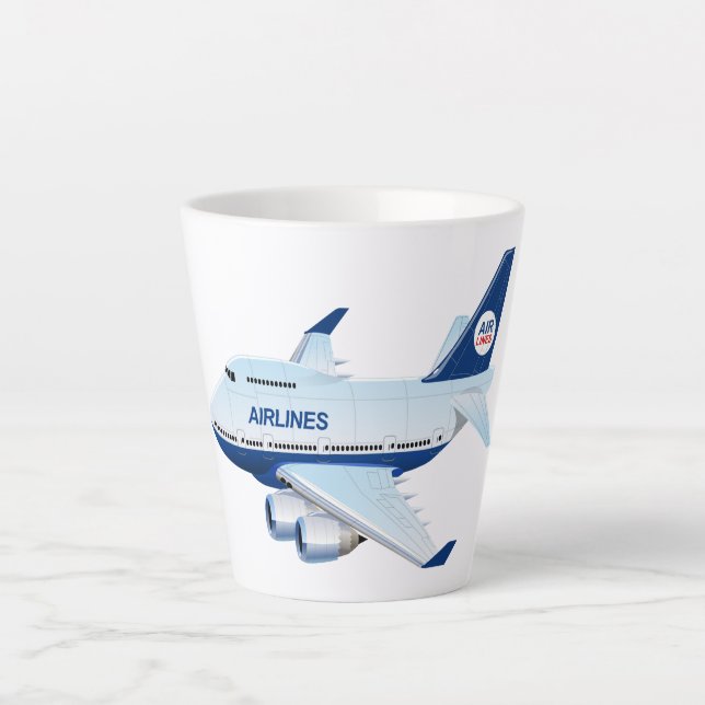 Cartoon aeroplane latte mug (Front)