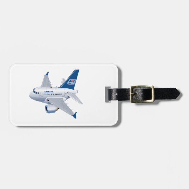 Cartoon aeroplane luggage tag (Front Horizontal)