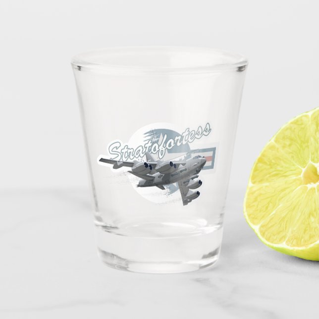 Cartoon aeroplane shot glass (Front)