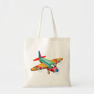 cartoon aeroplane tote bag