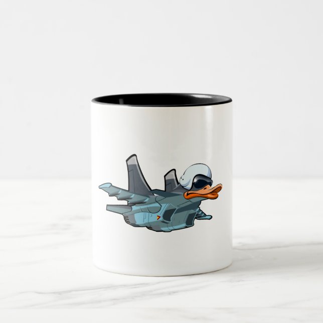 Cartoon aeroplane Two-Tone coffee mug (Center)
