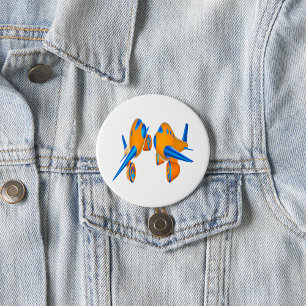 Cartoon Aeroplanes Vibrant Orange and Blue  7.5 Cm Round Badge