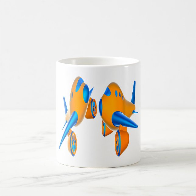 Cartoon Aeroplanes Vibrant Orange and Blue  Coffee Mug (Creator Uploaded)