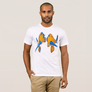 Cartoon Aeroplanes Vibrant Orange and Blue T-Shirt