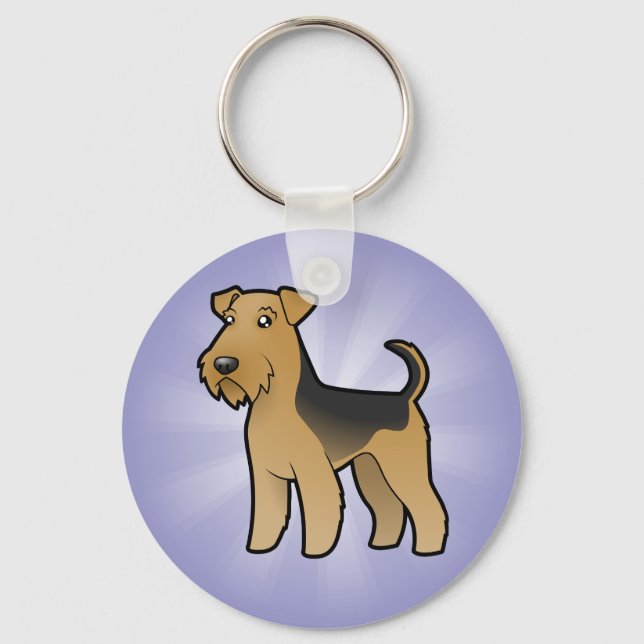 Cartoon Airedale Terrier / Welsh Terrier Key Ring (Front)