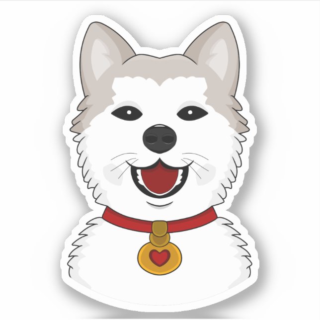Cartoon Akita dog - vinyl sticker (Front)