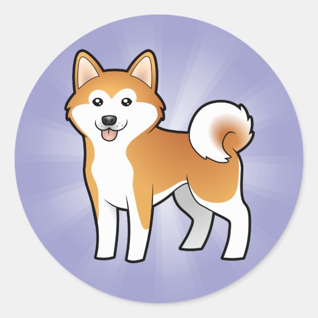Cartoon Akita Inu / Shiba Inu Classic Round Sticker (Front)