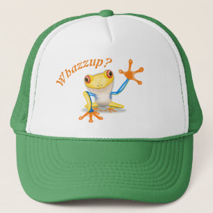 Cartoon Albino Red Eye Tree Frog Trucker Hat