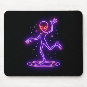Cartoon Alien Dancing Amongst Small Starbursts Mouse Pad