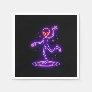 Cartoon Alien Dancing Amongst Small Starbursts Napkin