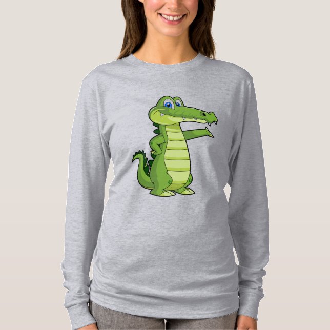Cartoon Alligator Background T-Shirt (Front)