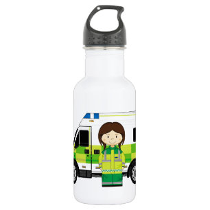 Cartoon Ambulance and EMT 532 Ml Water Bottle