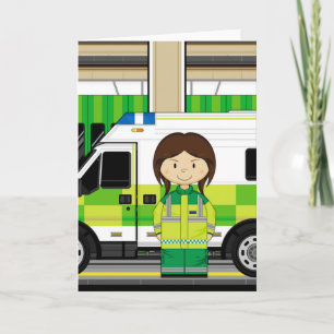 Cartoon Ambulance and EMT Card