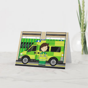 Cartoon Ambulance and EMT Card