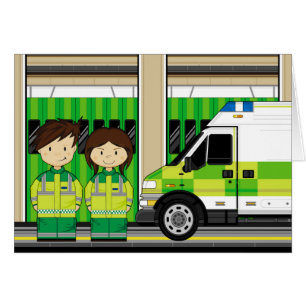 Cartoon Ambulance and EMT's