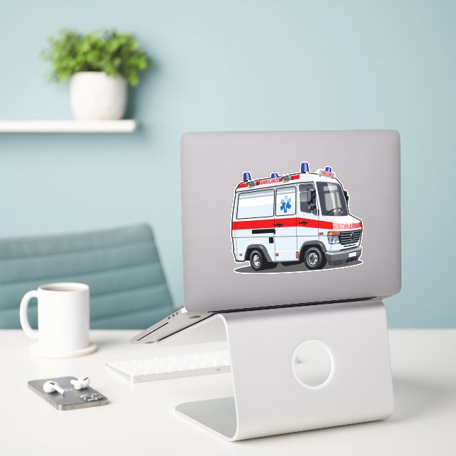 Cartoon Ambulance Car (Laptop On Desk)