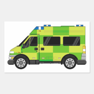 Cartoon Ambulance Rectangular Sticker