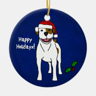 Cartoon American Bulldog Christmas Ornament