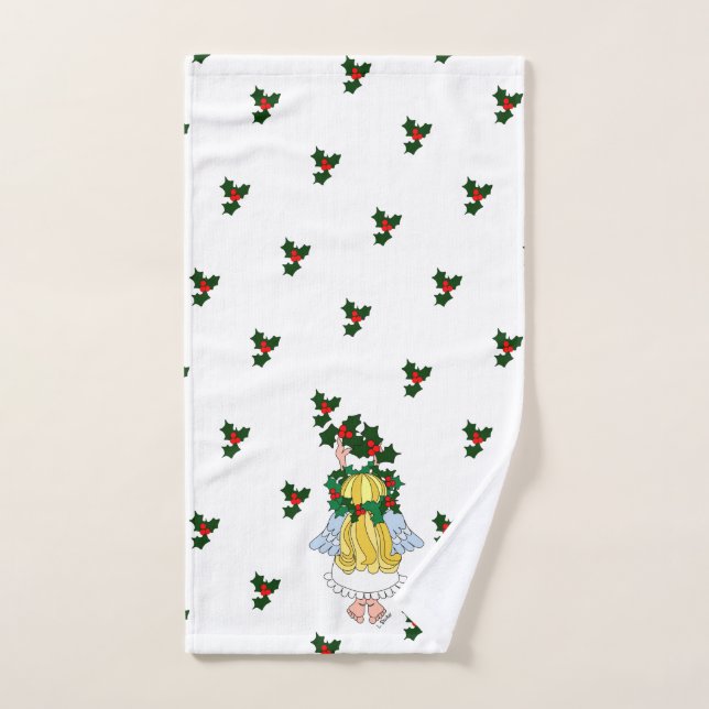 Cartoon Angel Holly For Christmas Towel (Hand Towel)