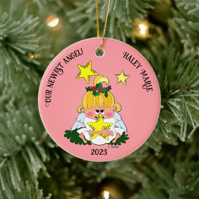 Cartoon Angel With Star Christmas Ornament (Tree)
